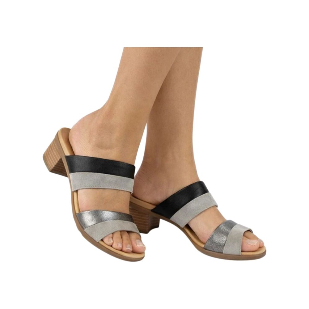 Dansko Womens Theresa Multi-Strap Slip-On Sandal Size 42 Metallic Leather Suede